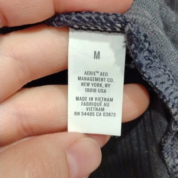 Aerie Gray Ribbed Velour Groove On Cropped Lounge Hoodie Sz M-Casual Slouchy - Picture 6 of 8